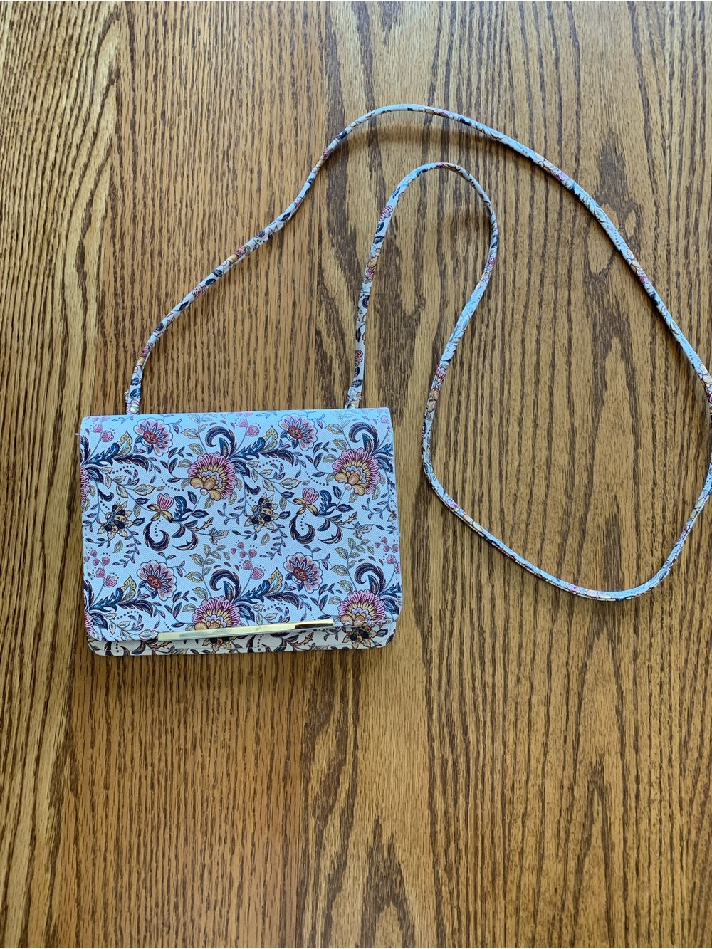 Floral Crossbody Shoulder Bag in Cream and Pink